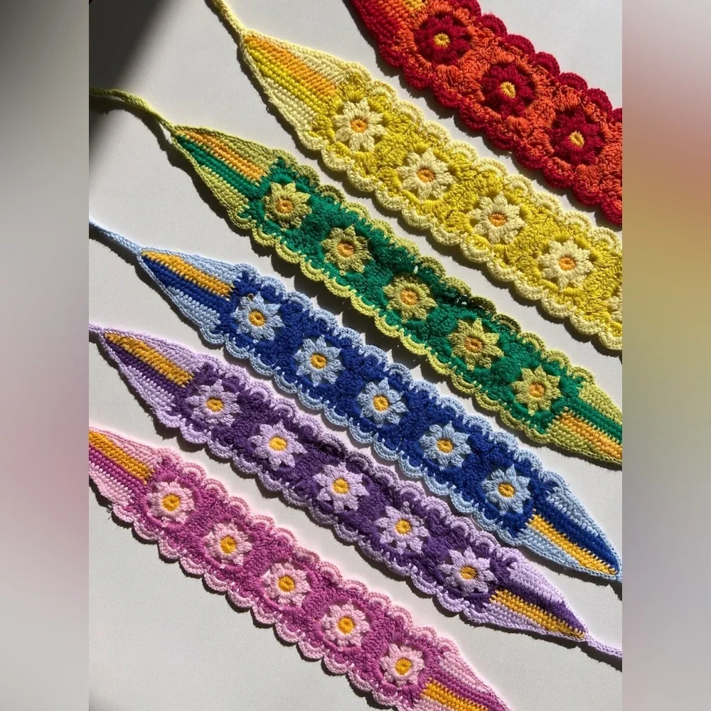 Small Floral Crochet Hair Wrap
